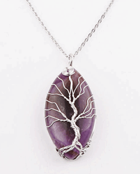 Tree of Life Necklace with Oval Amethyst Stone